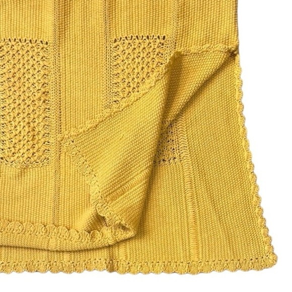 Ces Femme Yellow Beachy Crochet Knitted Sweater Midi Dress Medium - Picture 6 of 10
